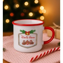 Bk Gift Kişiye Özel Isimli Yılbaşı Tasarımlı Kırmızı Emaye Kupa Bardak -7, Arkadaşa Hediye, Yeni Yıl Hediyesi