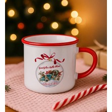 Bk Gift Kişiye Özel Isimli Yılbaşı Tasarımlı Kırmızı Emaye Kupa Bardak -3, Arkadaşa Hediye, Yeni Yıl Hediyesi