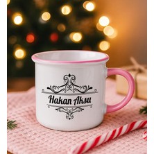 Bk Gift Kişiye Özel Isimli Pembe Emaye Kupa Bardak -1, Arkadaşa Hediye, Sevgiliye Hediye