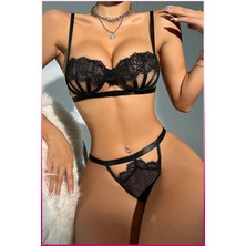 Veille Zarif Dantelli Sütyen & Tanga Takımı Şık Gece Iç Giyim Seti
