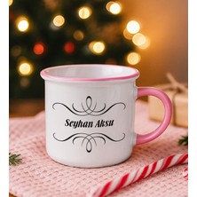 Bk Gift Kişiye Özel Isimli Pembe Emaye Kupa Bardak -6, Arkadaşa Hediye, Sevgiliye Hediye