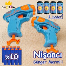SmartFox 4 Hedefli 10 Mermili 2'li Sünger Dart Atan Silah 14 cm
