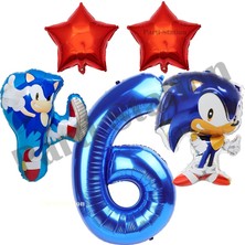 Parti Station Sonic Temalı Yaş Doğum Günü Balon Seti – Mavi Rakam Balon + Yıldız ve Karakter Folyo Balonlar – Parti Süsleri