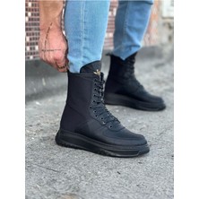 Wagoon WG012 Kömür Cilt Uzun Bağcıklı  Bot