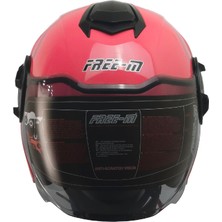 Ebakbak Motosiklet Yarım Kask Double Güneş Vizörlü Sertifikalı Abs Material Motor Kaskı Pink