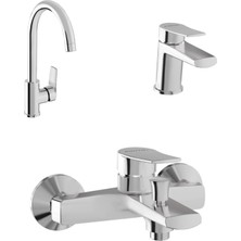 Eczacıbaşı Punto+ 301 Lavabo Musluk, Eviye Mutfak ve Banyo Batarya Seti
