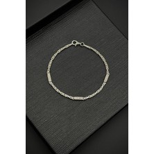 Frnch 925 Ayar Gümüş Italyan Model Beyaz Zirkon Taşlı Gümüş Renk Erkek Bileklik FRJ12363-3363-A