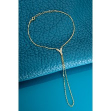 Innuendo 925 Ayar Gümüş Üzeri Altın Kaplama Y Harfli Şahmeran