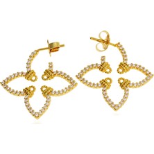 Celikchi Kadın Taşlı Çiçek Model Çelik Küpe