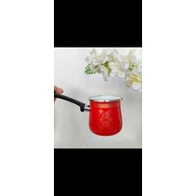 Kırmızı Etnik Emaye Kahve Cezve 750 ml 10 cm Yumurta Haşlama