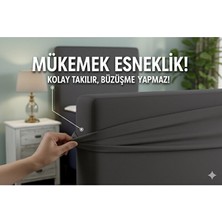 Rs Janti Store  Baza Başlık Kılıfı 190X70CM Gri Renk Lastikli Esnek Kaliteli Kumaş