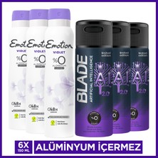 Blade Artificial Intelligence 2.0 Erkek Deodorant 3x150 Ml & Emotion Violet Kadın Deodorant 3x150 Ml