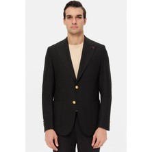 D'S Damat Ds Damat Comfort Fit Siyah Armürlü Kumaş Ceket 5HF04YT03404M