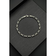 Frnch 925 Ayar Gümüş Italyan Model Siyah Zirkon Taşlı Gümüş Renk Erkek Bileklik FRJ12414-3414-S