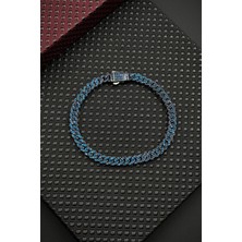 Frnch 925 Ayar Gümüş Lacivert Zirkon Taşlı Gümüş Renk Erkek Bileklik FRJ12683-3683-L