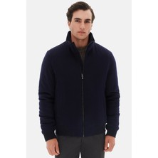 D'S Damat Ds Damat Regular Fit Lacivert Düz Yakası Çıkartılabilir Kürklü Mont 5HC07JB07012M