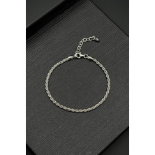 Frnch 925 Ayar Gümüş Italyan Model Gümüş Renk Erkek Bileklik FRJ12412-3412-A