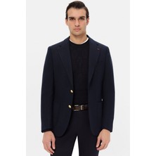 D'S Damat Ds Damat Regular Fit Lacivert Armürlü Kumaş Ceket 5HF04YT03436M