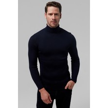Twn Slim Fit Lacivert Rib Örgü Kazak 5EC0606317641