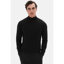 D'S Damat Ds Damat Regular Fit Siyah Düz Örgü Kazak 5HF062436275M