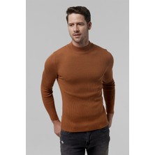 Twn Slim Fit Findik Kahve Rib Örgü Kazak 5EC0606317701