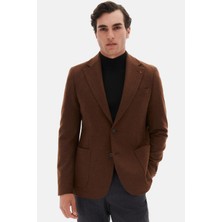 D'S Damat Ds Damat Slim Fit Kahverengi Diyogonal Kumaş Ceket 5HC04IR06494M