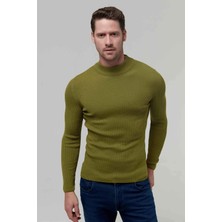 Twn Slim Fit Yeşil Rib Örgü Kazak 5EC0606317701