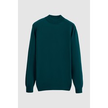 D'S Damat Ds Damat Regular Fit Yeşil Düz Örgü Kazak 5HF0606362751