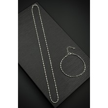 Frnch 925 Ayar Gümüş Italyan Model Gümüş Renk Erkek Bileklik/kolye Set FRJ12608-3608-A