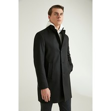 D'S Damat Ds Damat Regular Fit Siyah Düz Palto 5HF0800189033