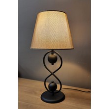Taşcan Aydınlatma Delhi Siyah Ayaklı Abajur Masa Lambası Açık Kahve Şapka Salon Yatak Odası Abajur