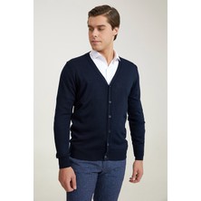 D'S Damat Regular Fit Lacivert Hırka Düz Desen ile Günlük Kullanıma Uygun