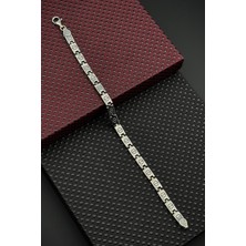Frnch 925 Ayar Gümüş Italyan Model Gümüş Renk Erkek Bileklik FRJ12670-3670-A4