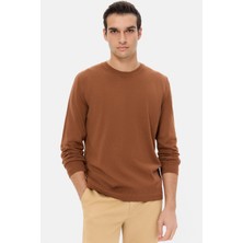 D'S Damat Ds Damat Regular Fit Tütün Düz Örgü Kazak 5HF062442004M