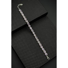 Frnch 925 Ayar Gümüş Mor Zirkon Taşlı Gümüş Renkli Kadın Bileklik FRJ12626-3626-M