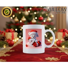 Willow Store Noel Ayıcık Temalı Z Harfi Porselen Kupa Bardak,hediyelik,yılbaşı,isim Temalı,merry Christmas