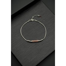 Frnch 925 Ayar Gümüş Italyan Model Turuncu Zirkon Taşlı Gümüş Renk Erkek Bileklik FRJ12356-3356-T