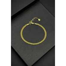 Frnch 925 Ayar Gümüş Italyan Model Altın Renk Erkek Bileklik FRJ12345-3345-G