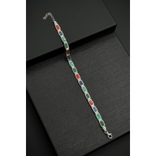 Frnch 925 Ayar Gümüş ve Mix Doğal Taşlı Çok Renkli Erkek Bileklik FRJ12461-3461-CK