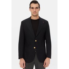 D'S Damat Ds Damat Regular Fit Siyah Armürlü Kumaş Ceket 5HF04YT03436M