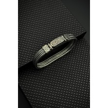 Frnch 925 Ayar Gümüş Italyan Model Gümüş Renk Erkek Bileklik FRJ12559-3559-A