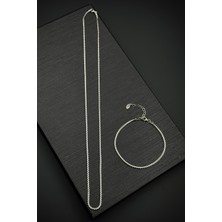 Frnch 925 Ayar Gümüş Italyan Model Gümüş Renk Erkek Bileklik/kolye Set FRJ12576-3576-A