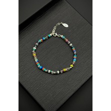 Frnch 925 Ayar Gümüş ve Mix Doğal Taşlı Çok Renkli Erkek Bileklik FRJ12367-3367-CK3