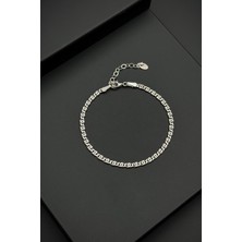 Frnch 925 Ayar Gümüş Italyan Model Gümüş Renk Erkek Bileklik FRJ12517-3517-A