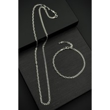 Frnch 925 Ayar Gümüş Italyan Model Gümüş Renk Erkek Bileklik/kolye Set FRJ12425-3425-A