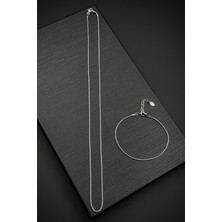 Frnch 925 Ayar Gümüş Italyan Model Gümüş Renk Erkek Bileklik/kolye Set FRJ12577-3577-A