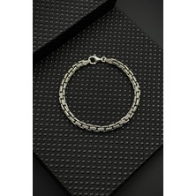 Frnch 925 Ayar Gümüş Italyan Model Gümüş Renk Erkek Bileklik FRJ12561-3561-A