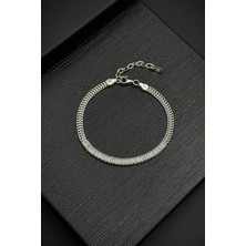 Frnch 925 Ayar Gümüş ve Baget Zirkon Taşlı Gümüş Renk Erkek Bileklik FRJ12463-3463-A
