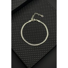 Frnch 925 Ayar Gümüş Italyan Model Gümüş Renk Erkek Bileklik FRJ12630-3630-A