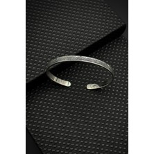 Frnch 925 Ayar Gümüş Ayetel Kürsili Gümüş Renk Erkek Bileklik FRJ12645-3645-A